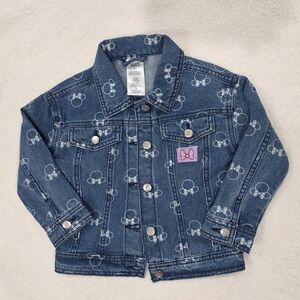 💜 Disney Minnie, 4T, Blue Jean Jacket with Mouse Ears and Pink Bow